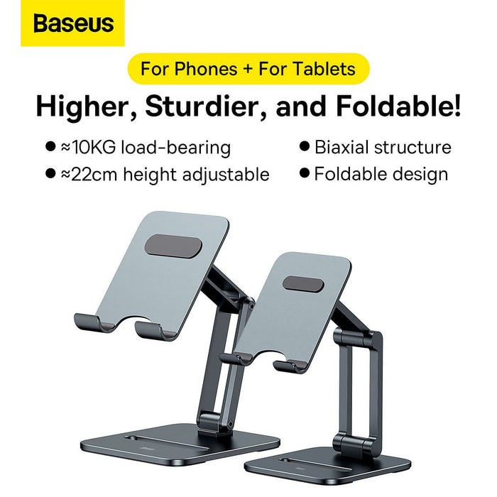 Beseus Desktop Biaxial Foldable Metal Stand - iPhone 14, 13, 12, Samsung Galaxy Z Fold4, Xiaomi 13, iPad Pro Holder - Ideal for Hands-Free Video Calls and Entertainment - Shopsta EU