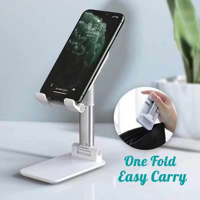 Universal Folding Telescopic Stand - Desktop Mobile Phone and Tablet Holder Compatible with iPad Air, iPhone 12, XS, 11 Pro, POCO X3 NFC - Ideal for Hands-free Device Viewing and Usage - Shopsta EU